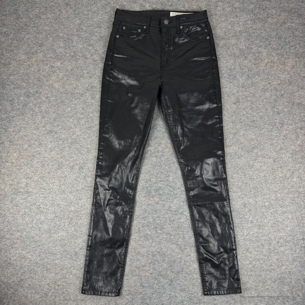 Rag & bone Nina High Rise Skinny Jeans 29" Coated Black Womens 26